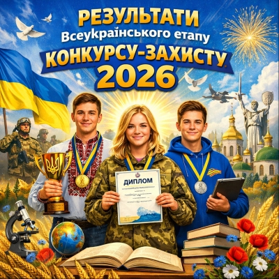 Результати Всеукраїнського етапу Конкурсу-захисту науково-дослідницьких робіт учнів-членів МАН України 2026
