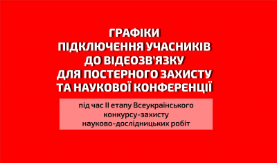 Графіки підключення учасників до відеозв’язку для постерного захисту та наукової конференції